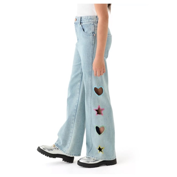Hannah Banana Girls Stonewashed Wide Leg Jeans - Picture 1 of 11